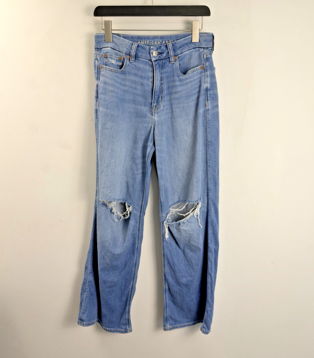 American Eagle Curvy Super High Rise Baggy Wide Leg Jeans Women's 4 Short